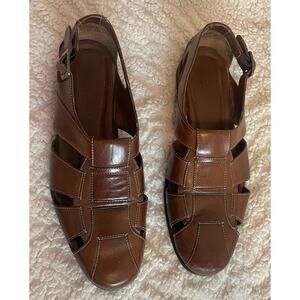 Bragano Mens Fisherman Sandals Size 9 Brown Leather Buckle Summer Dress Shoes